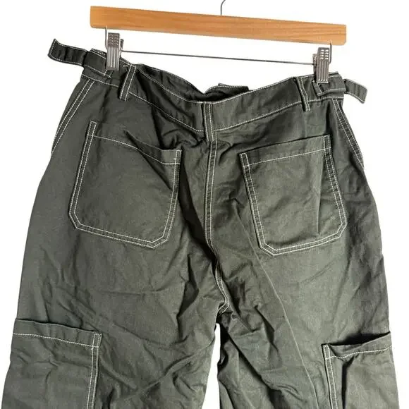 Ashley Park x RTR Olive Green Straight Leg Twill Cargo Pants Size 8 - Picture 9 of 13